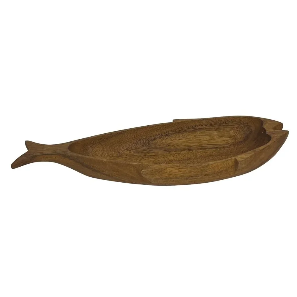 Handcrafted Wooden Fish-Shaped Serving Tray Decorative Platter
